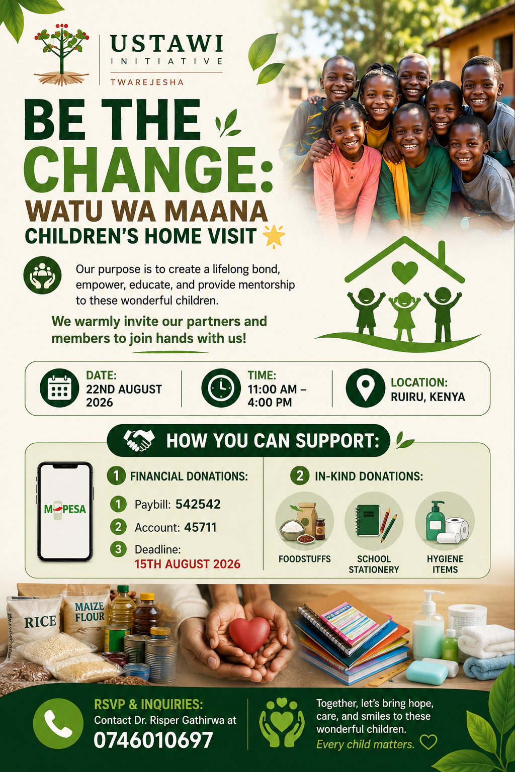 BE THE CHANGE: WATU WA MAANA CHILDREN'S HOME VISIT